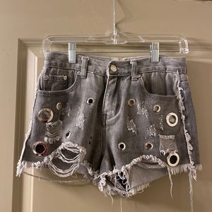 Gray denim shorts, size small